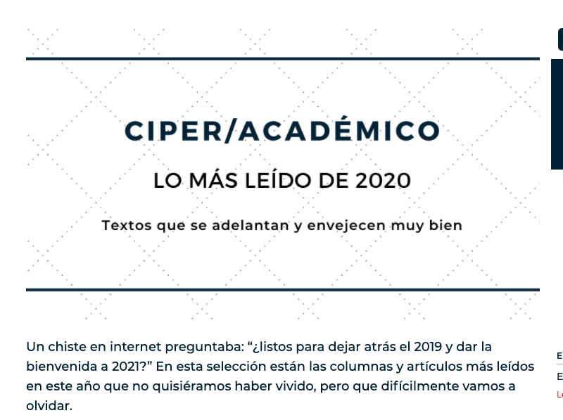 Columna escrita por investigador U. Mayor fue lo más leído del 2020 en Ciper